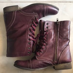 Leather combat boots